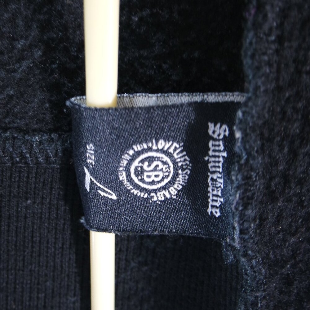 SOHO BABE Black Cowl Neck Full Zip Silver Fleur De Lis Sweatshirt L - Picture 15 of 17